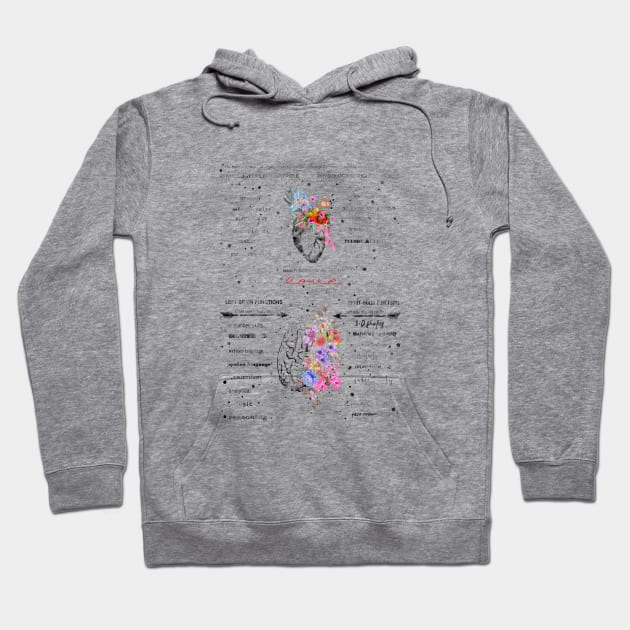 Heart and brain Hoodie by RosaliArt